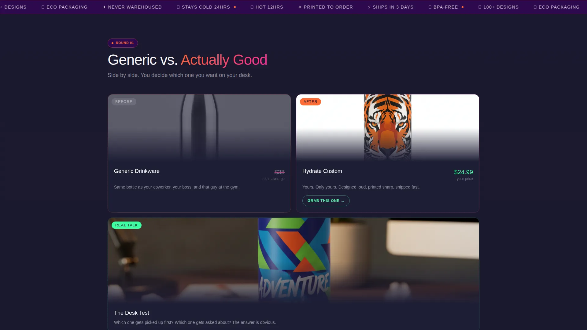 Premium Beverage Drinkware Landing Page Template