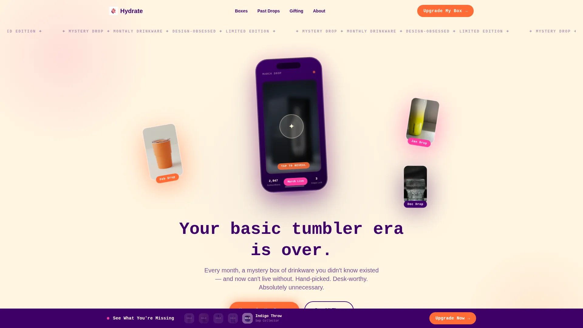 Bold Drinkware Subscription Landing Page Template