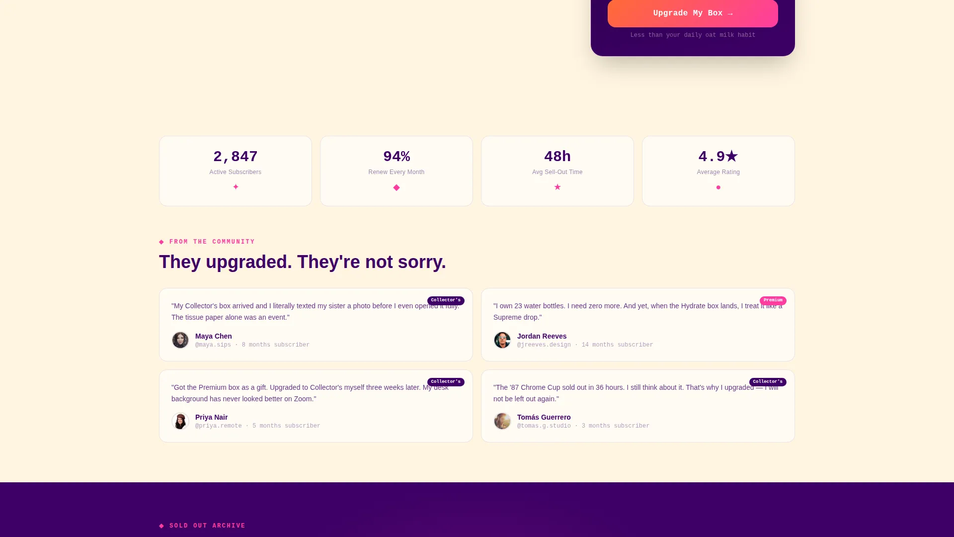 Bold Drinkware Subscription Landing Page Template