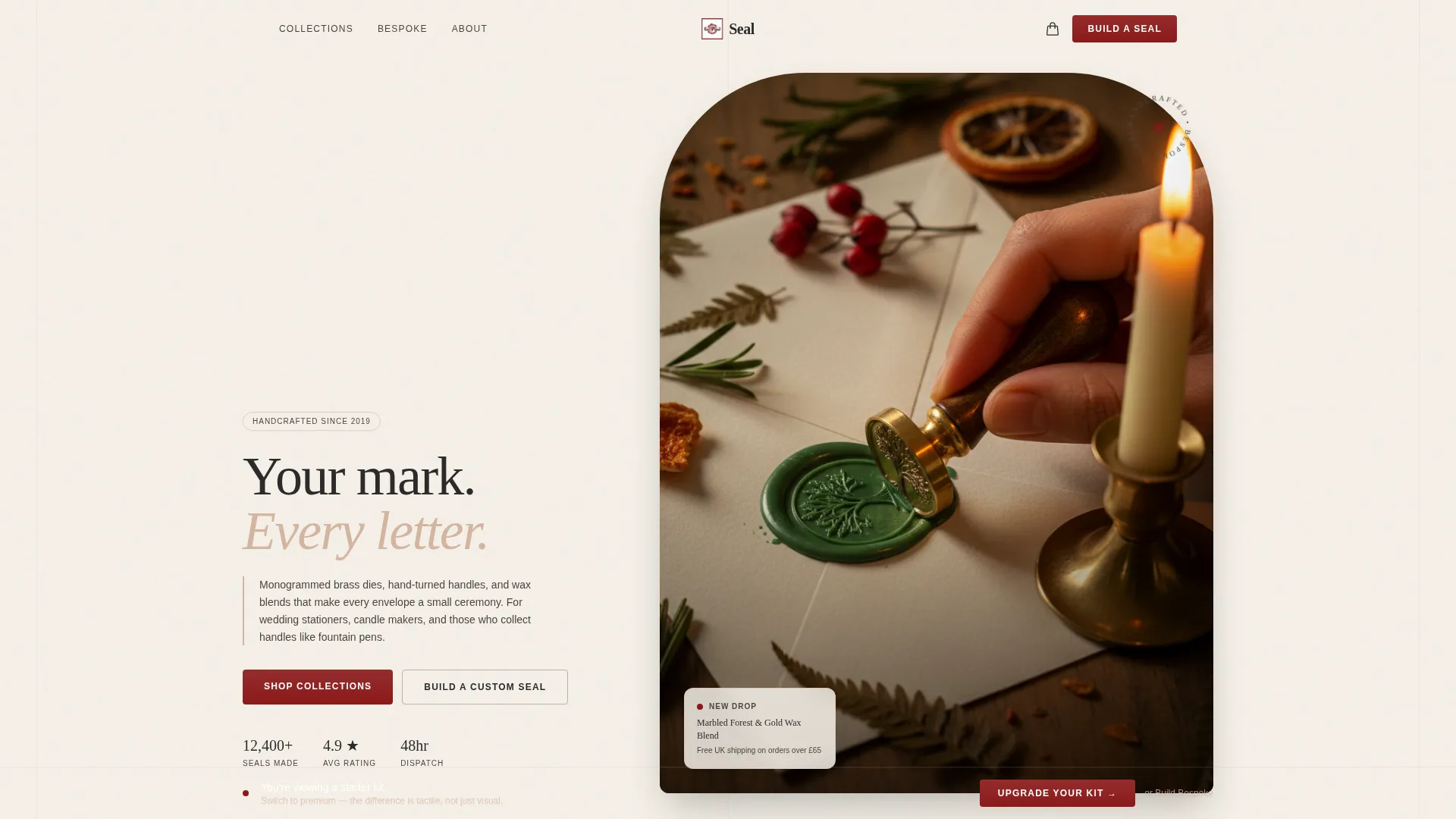 Artisan Wax Seal Marketplace Landing Page Template