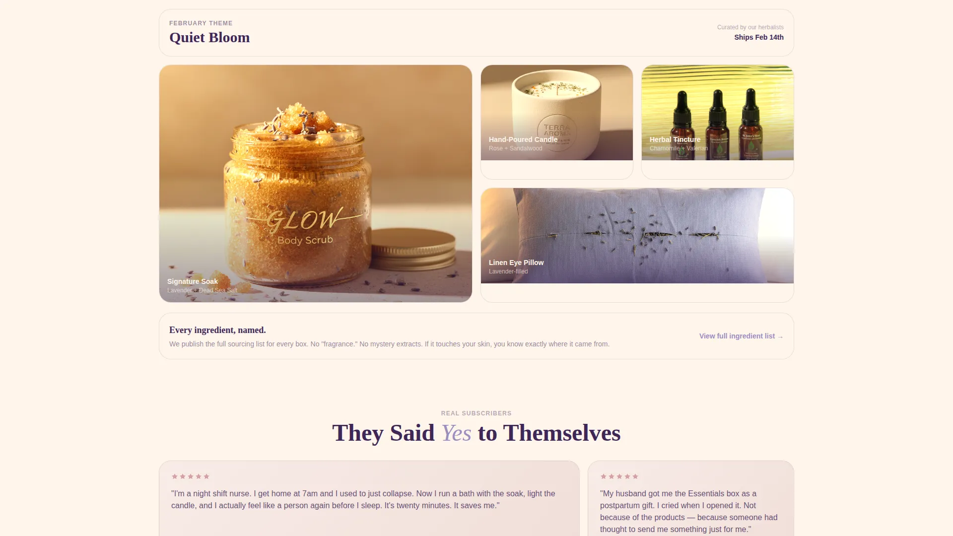 Wellness Subscription Box Landing Page Template