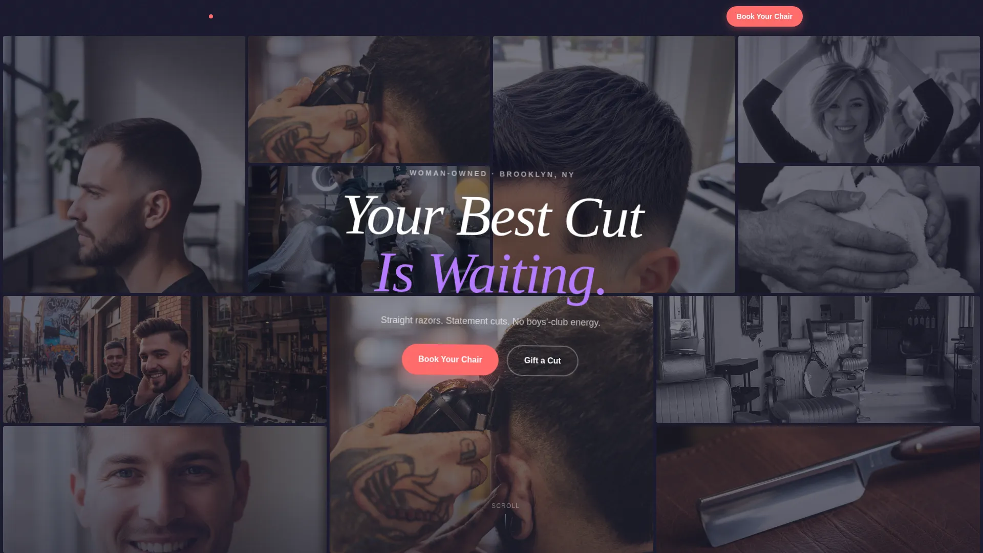 Bold Woman-Owned Barbershop Landing Page Template