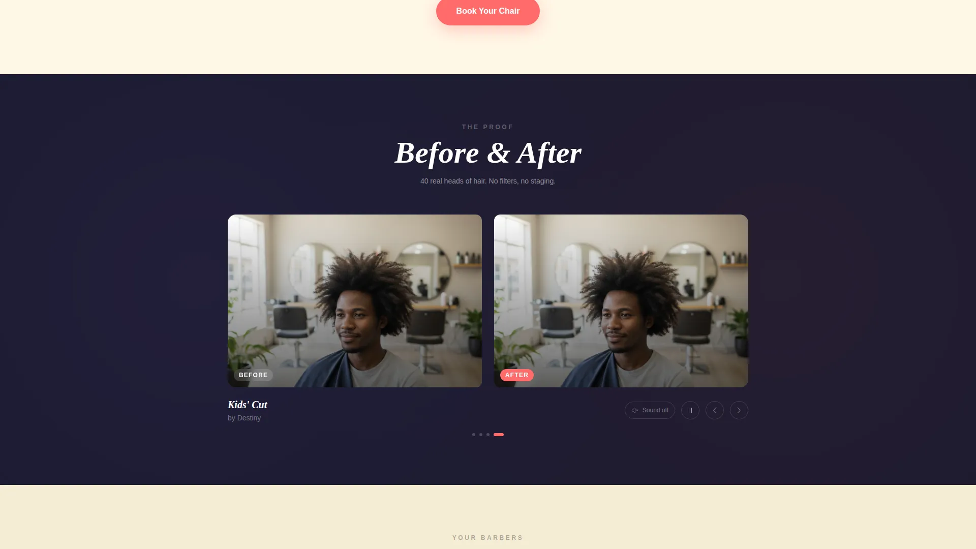 Bold Woman-Owned Barbershop Landing Page Template