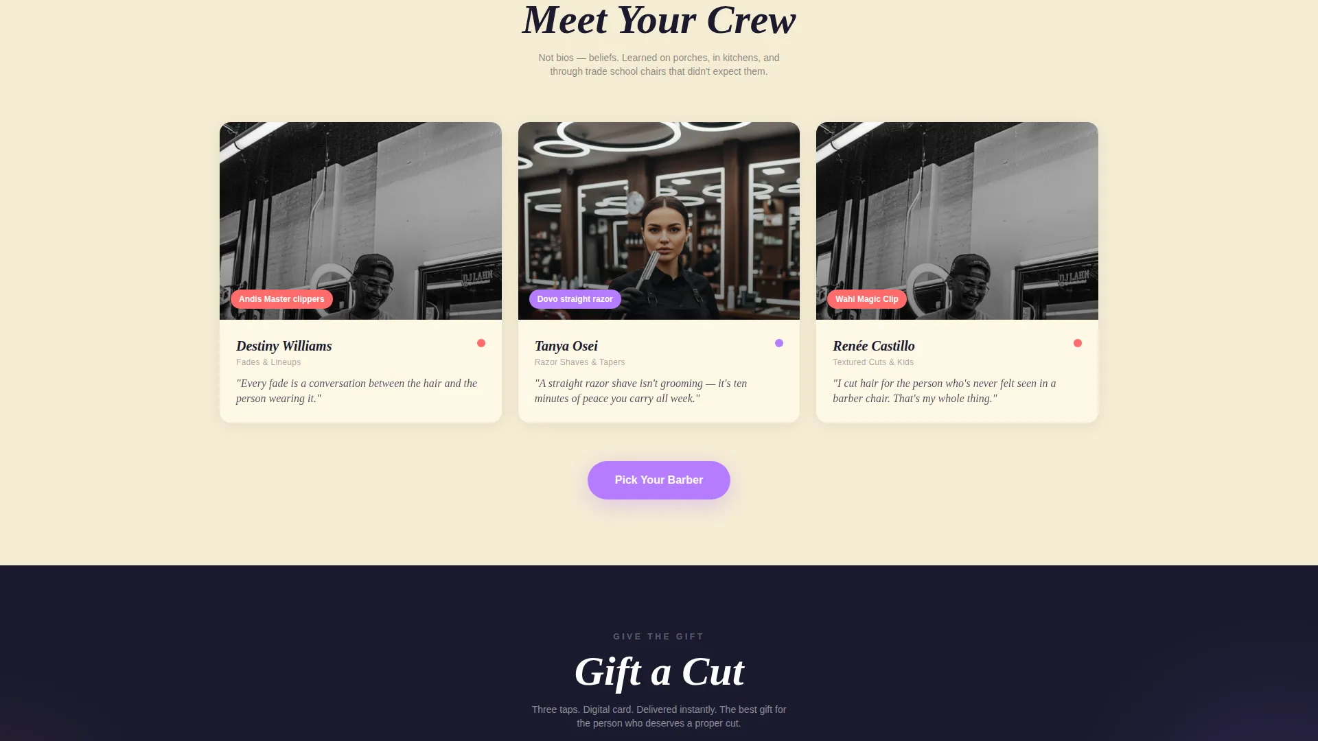 Bold Woman-Owned Barbershop Landing Page Template