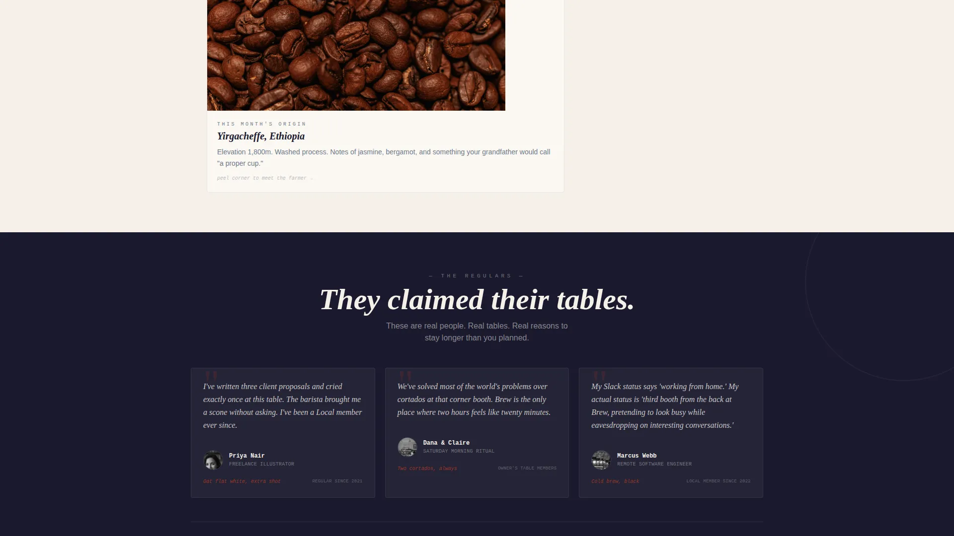 Charming Café Landing Page Template for Membership