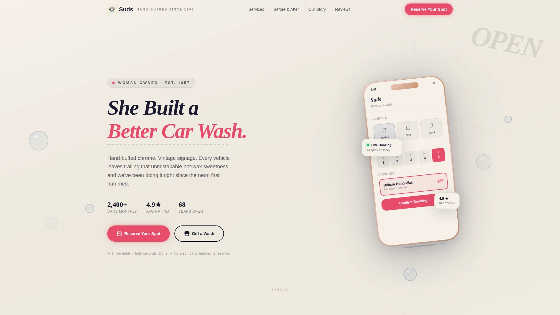 Woman-Owned Car Wash Landing Page Template