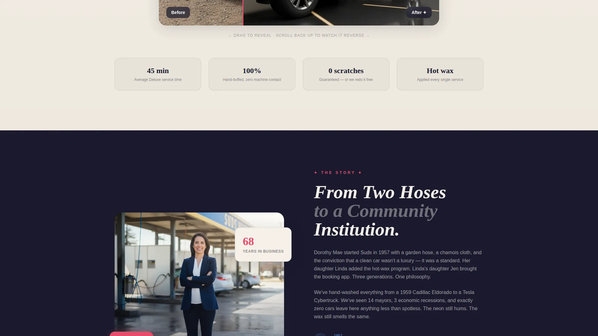 Woman-Owned Car Wash Landing Page Template