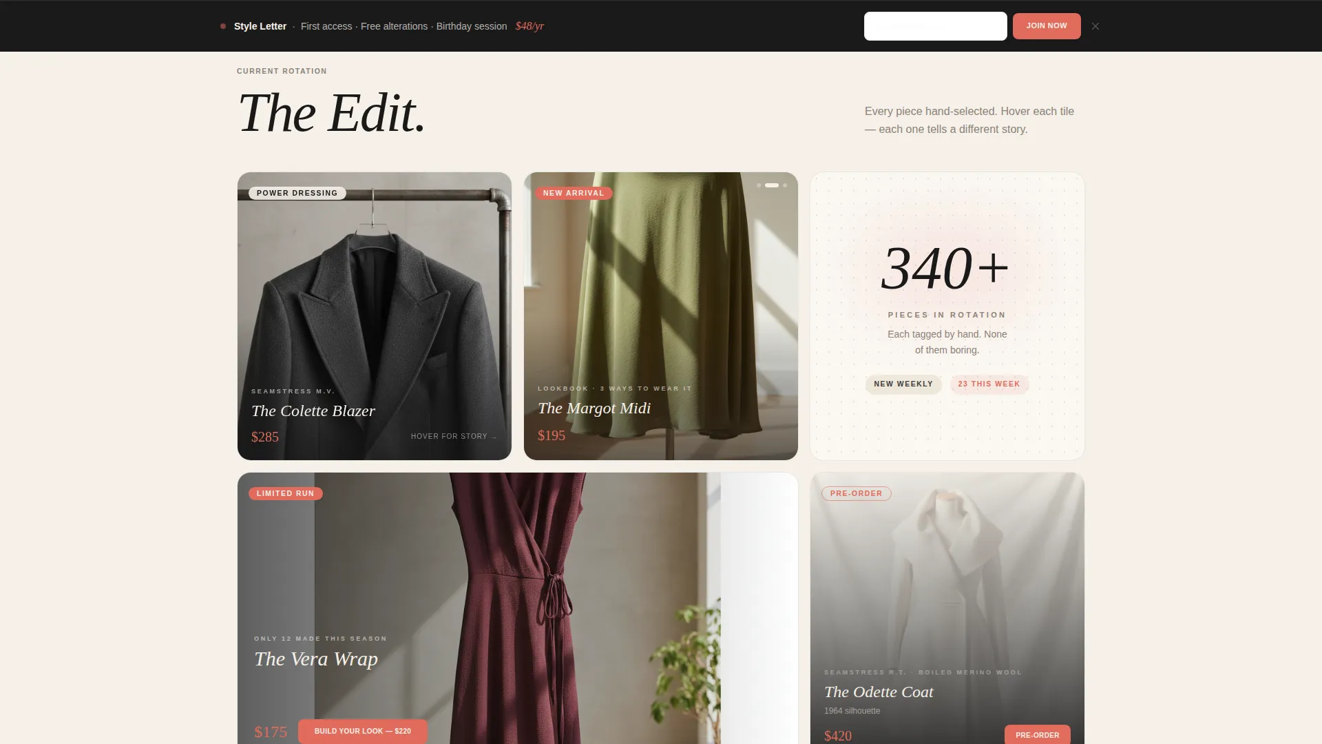 Boutique Womenswear Bento Grid Landing Page Template