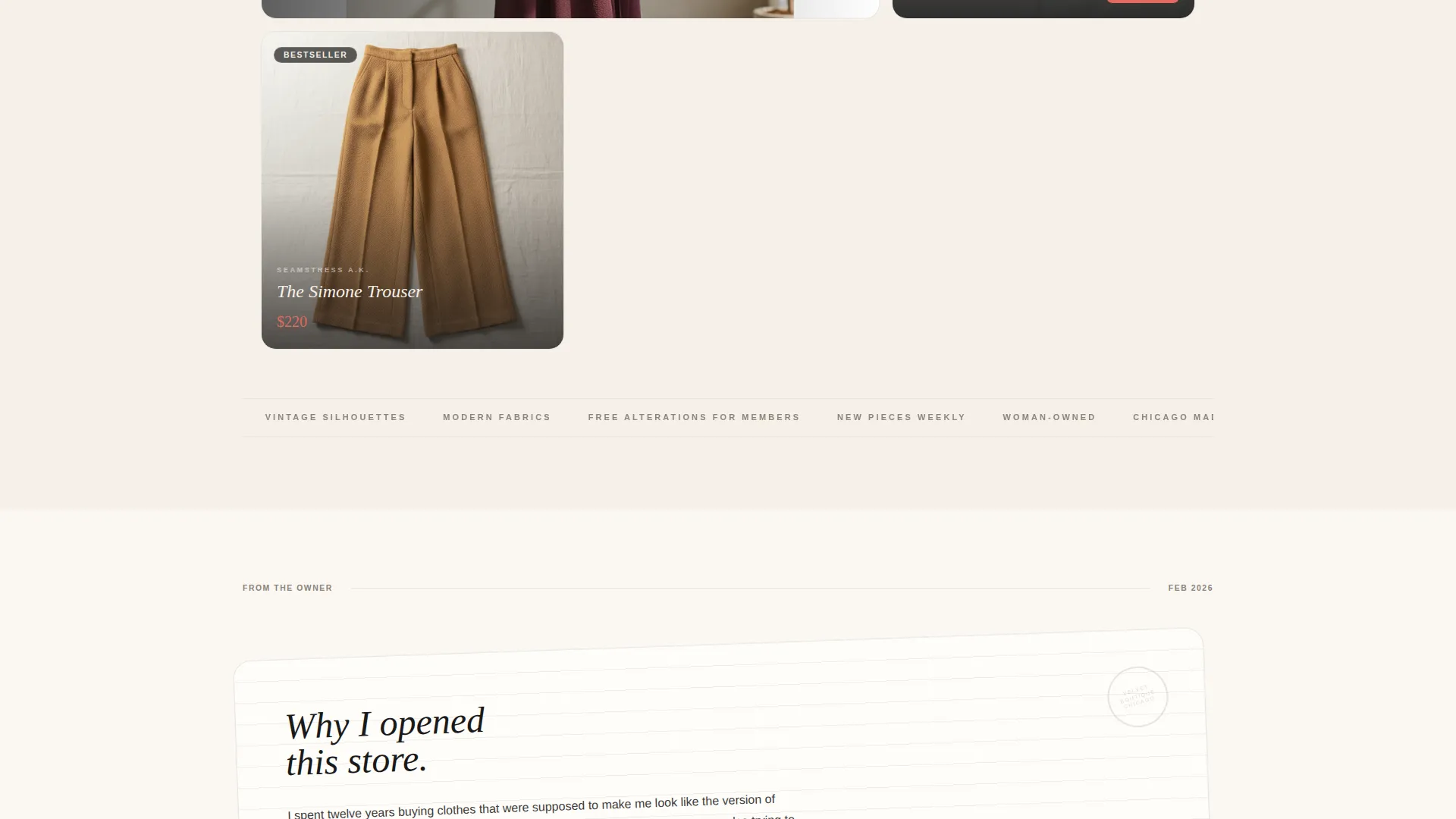 Boutique Womenswear Bento Grid Landing Page Template