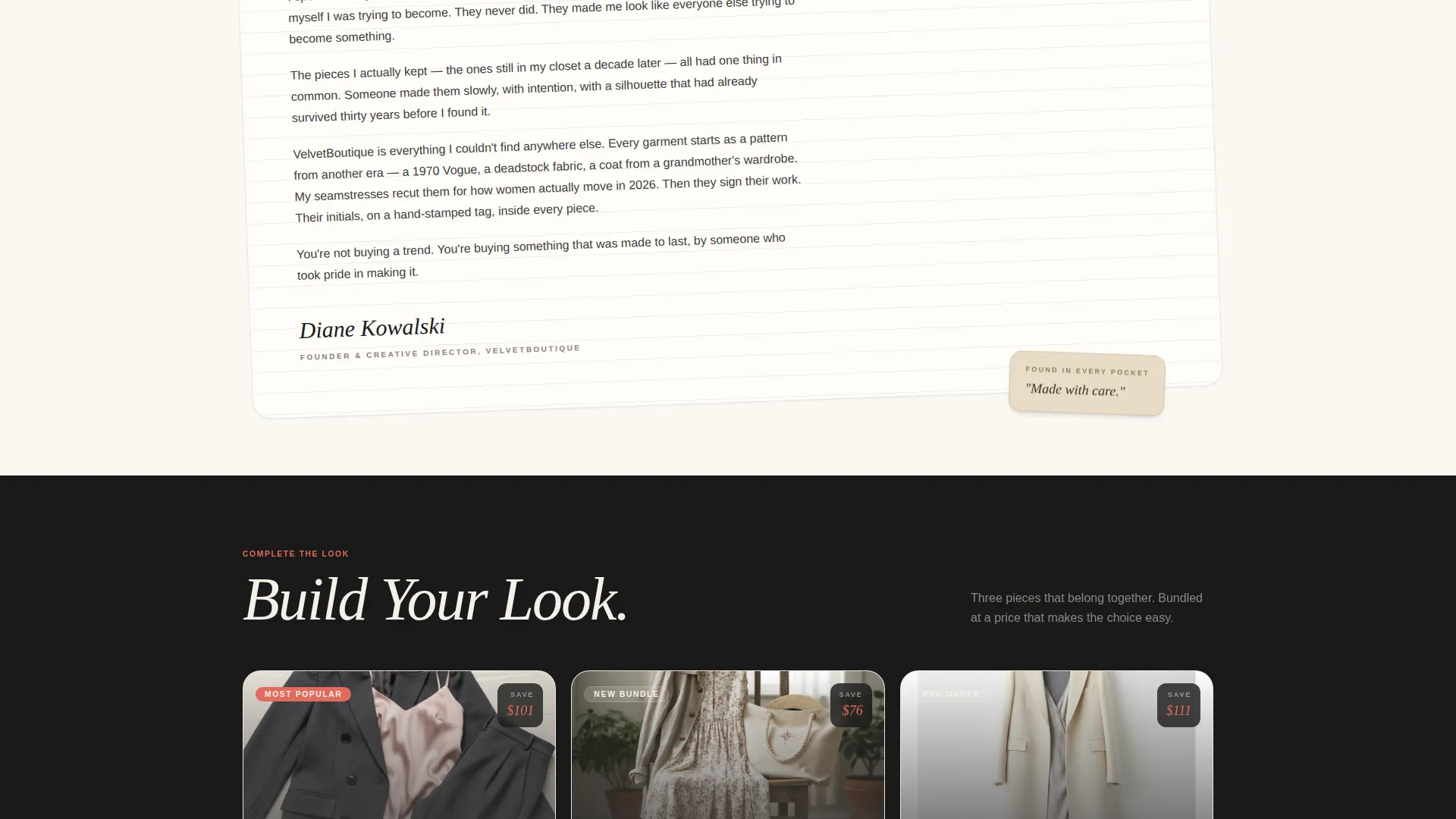 Boutique Womenswear Bento Grid Landing Page Template