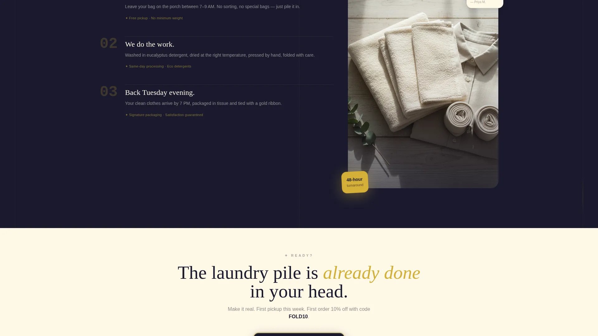 Refined Dry Cleaning Landing Page Template
