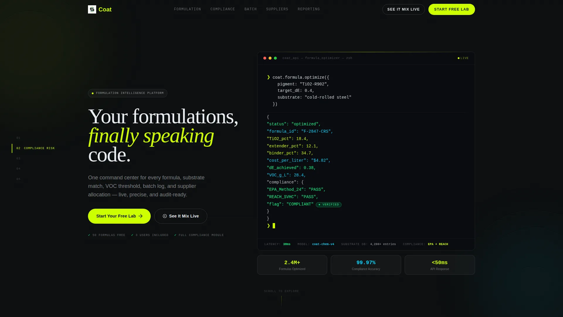 Paint & Coatings Management Software Landing Page