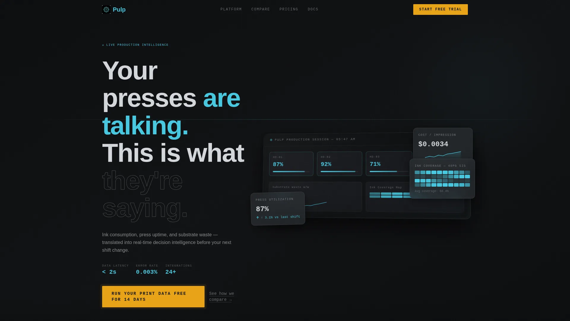 Precision Printing Analytics Landing Page Template