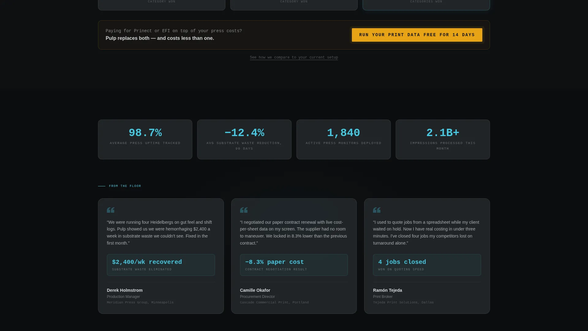 Precision Printing Analytics Landing Page Template