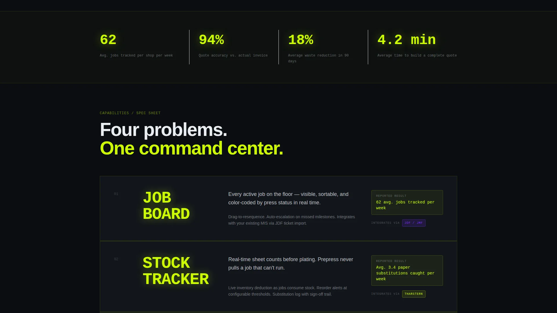 Print Shop Management Software Landing Page