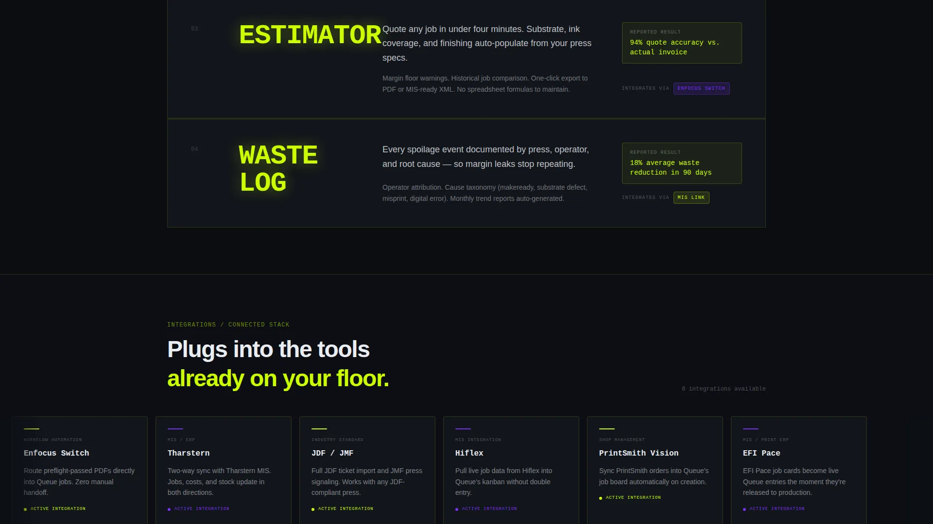Print Shop Management Software Landing Page