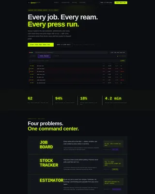Print Shop Management Software Landing Page