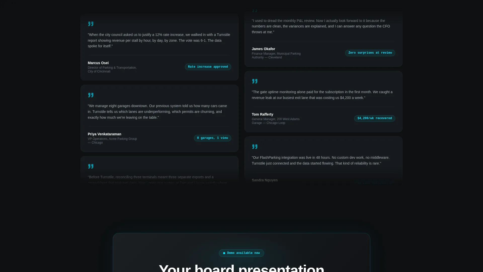 Parking CRM Bento Grid Landing Page Template