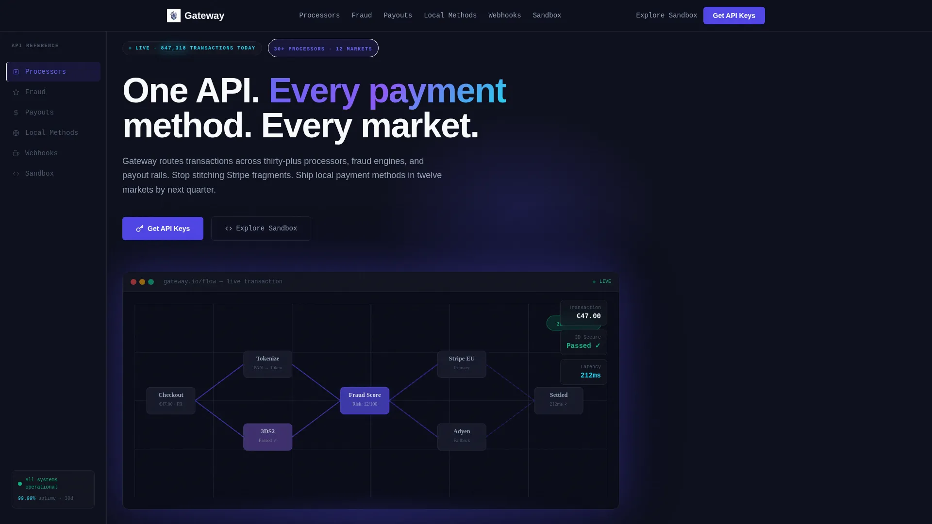 Payment API Landing Page Template for Developer Teams