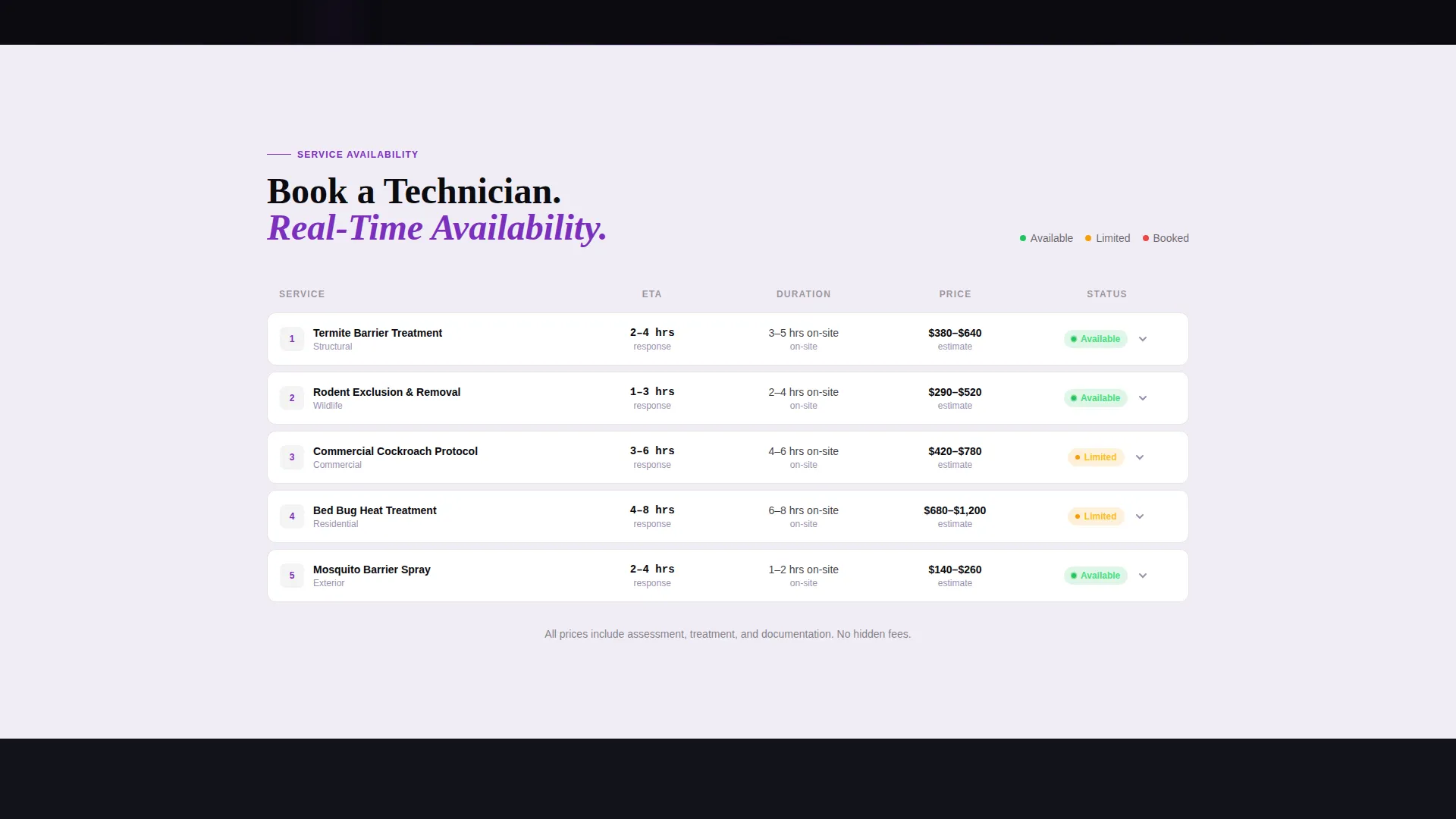 Pest Control Booking Landing Page Template