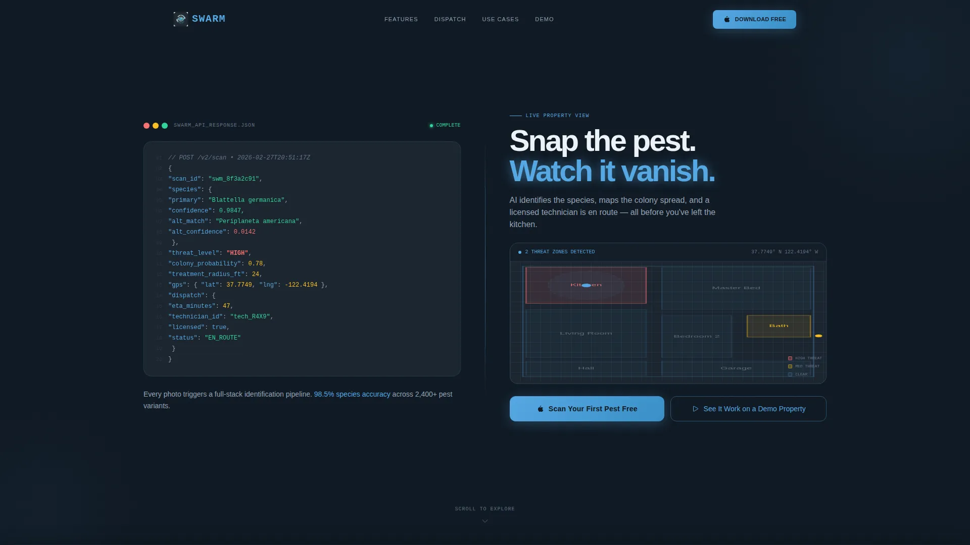 Pest Control Mobile App Landing Page Template