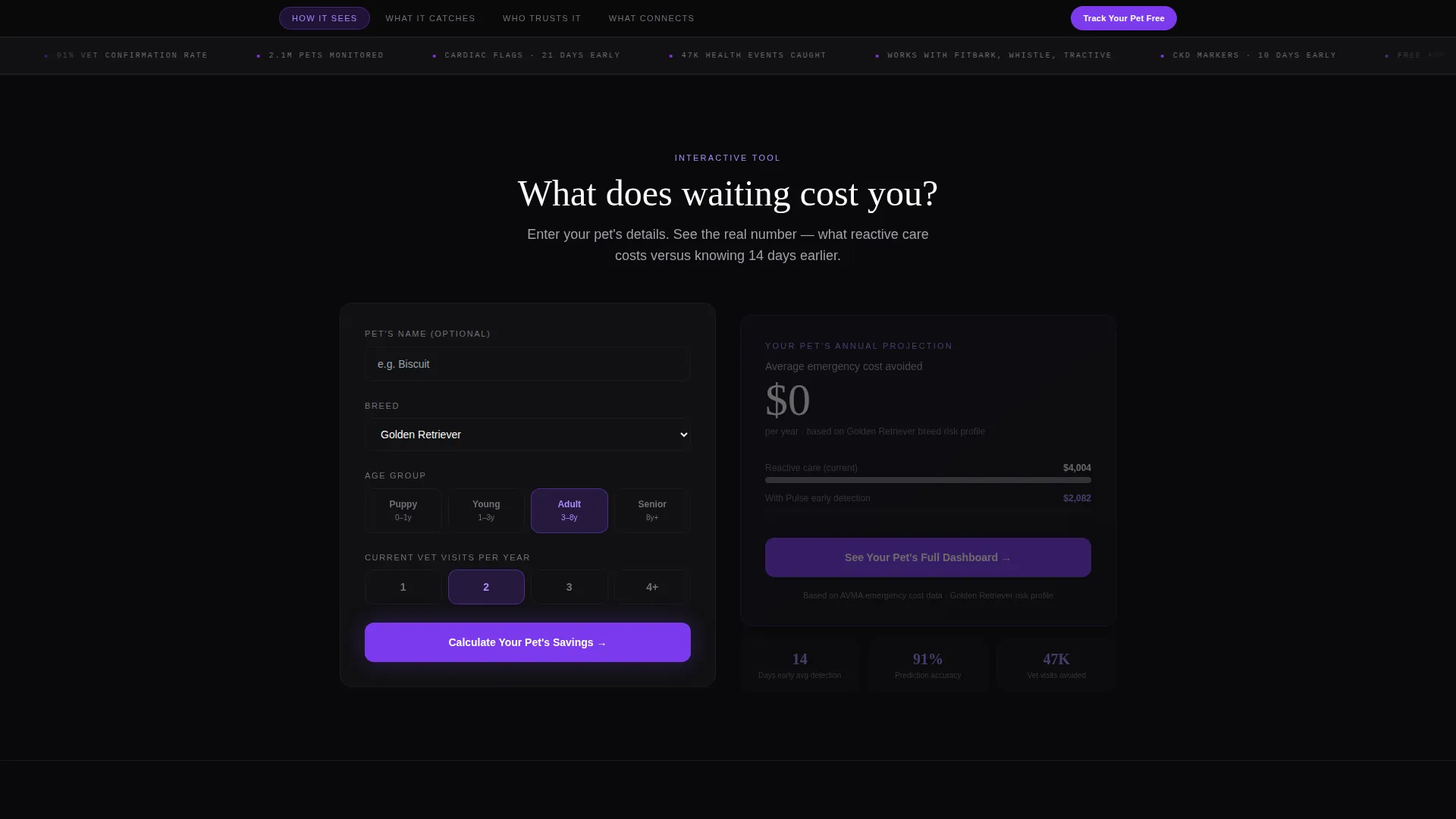 Predictive Pet Care AI Analytics Landing Page Template