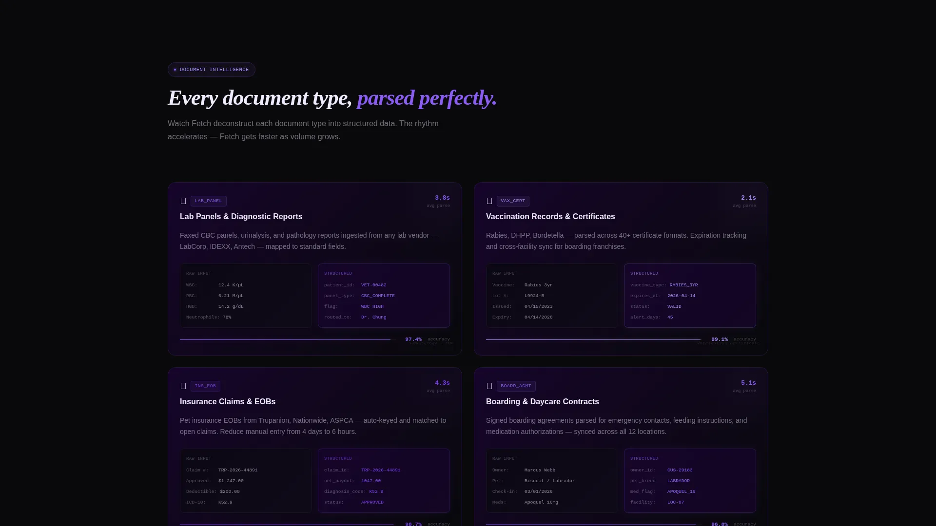 Veterinary AI Document Processing Landing Page