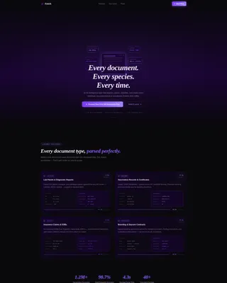 Veterinary AI Document Processing Landing Page