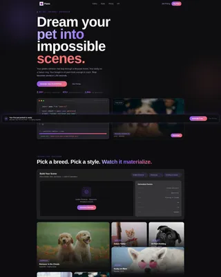 AI Pet Portrait Bento Grid Landing Page Template
