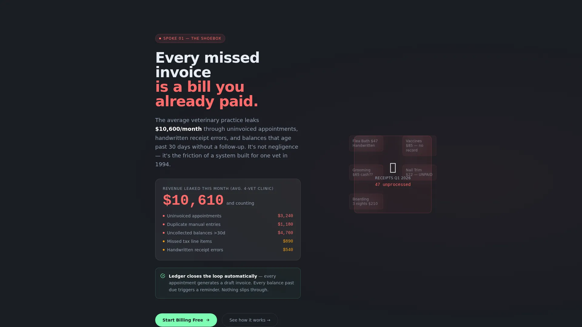 Pet Care Billing & Invoicing Landing Page Template