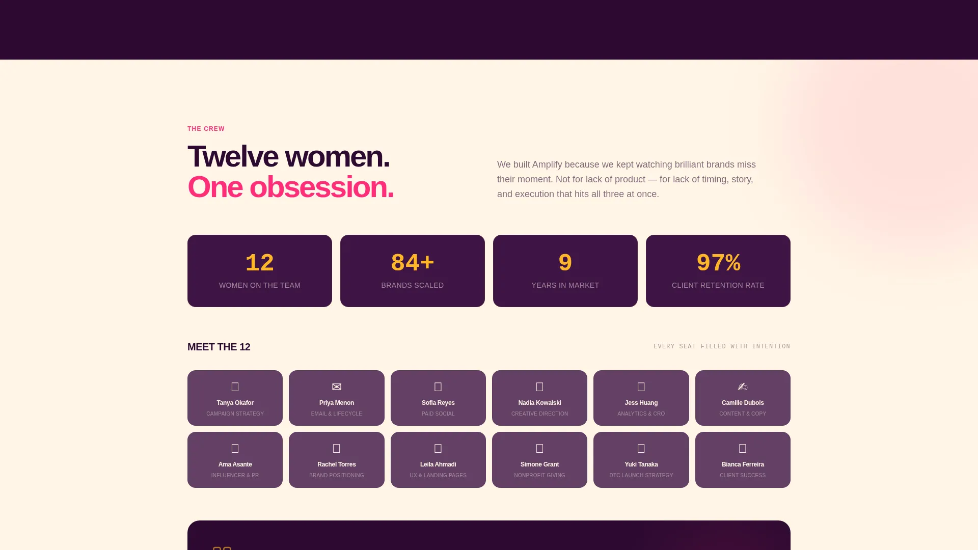 Bold Women-Owned Marketing Agency Landing Page