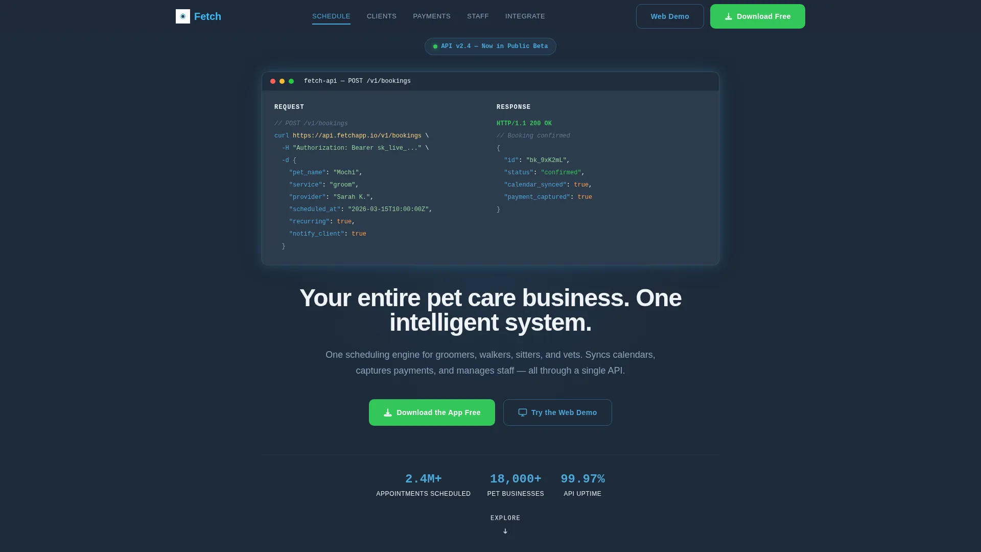 Pet Care Booking Software Landing Page Template