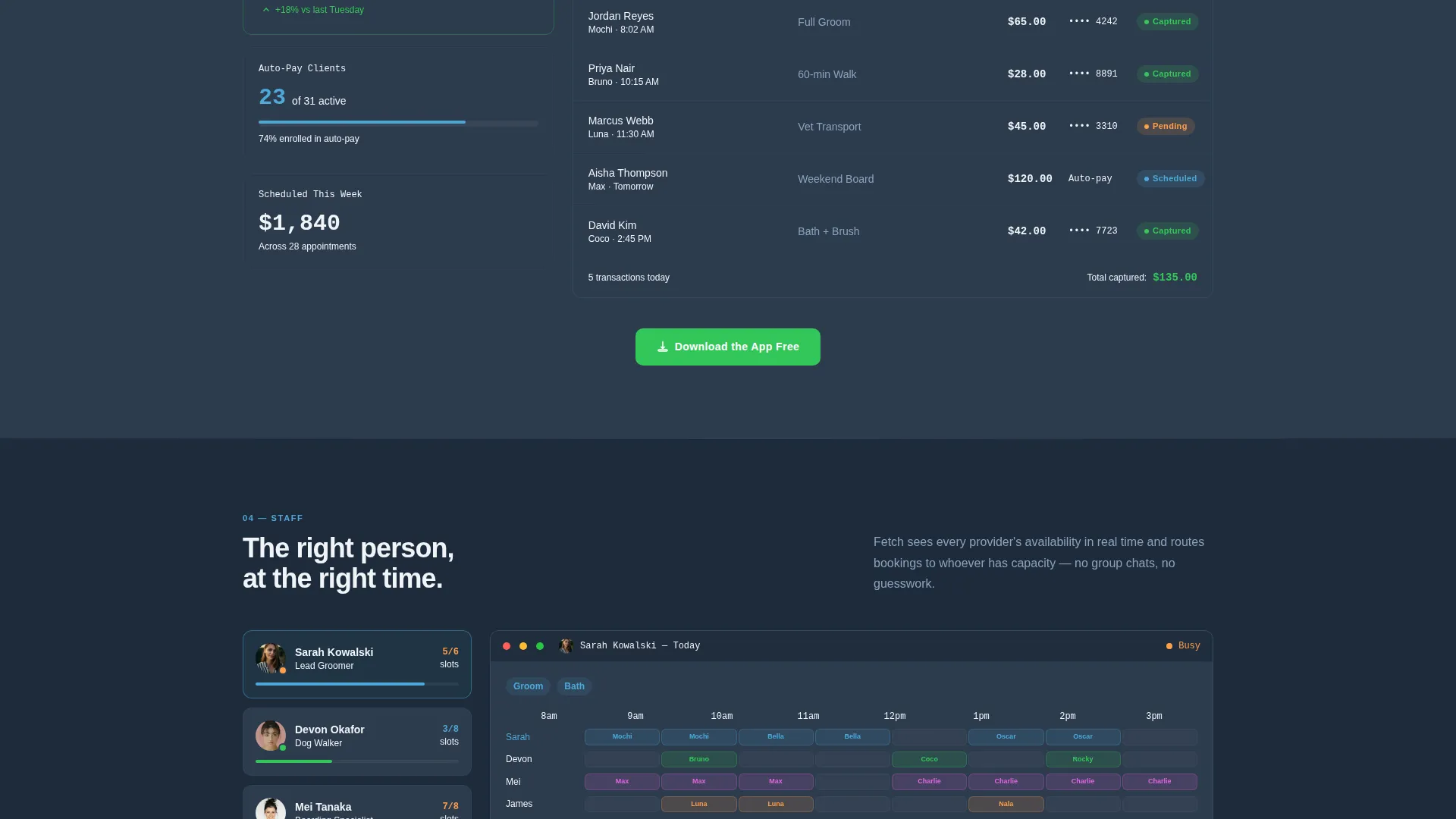 Pet Care Booking Software Landing Page Template
