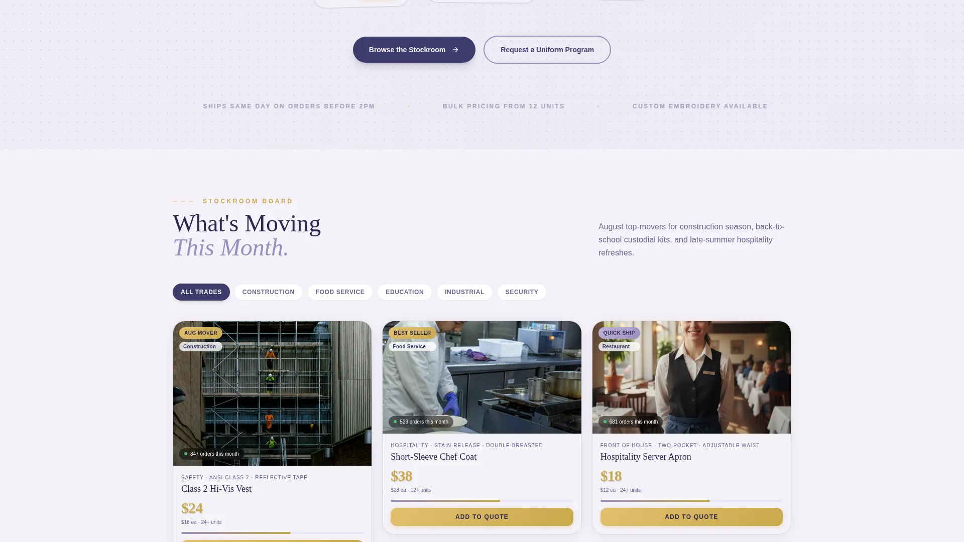 Bold Workwear & Uniform Store Landing Page Template