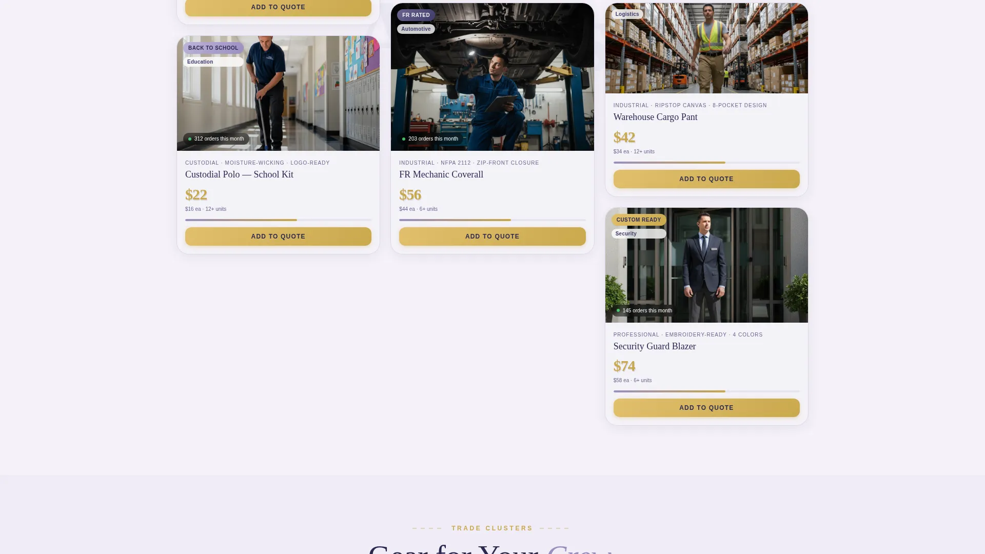 Bold Workwear & Uniform Store Landing Page Template