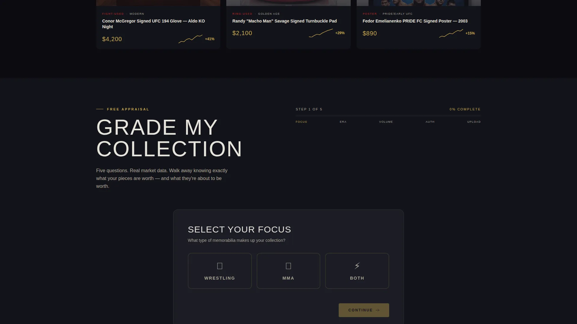Wrestling & MMA Memorabilia Landing Page Template