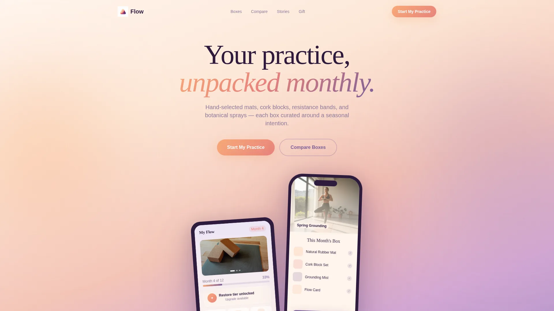 Yoga Subscription Box Landing Page Template