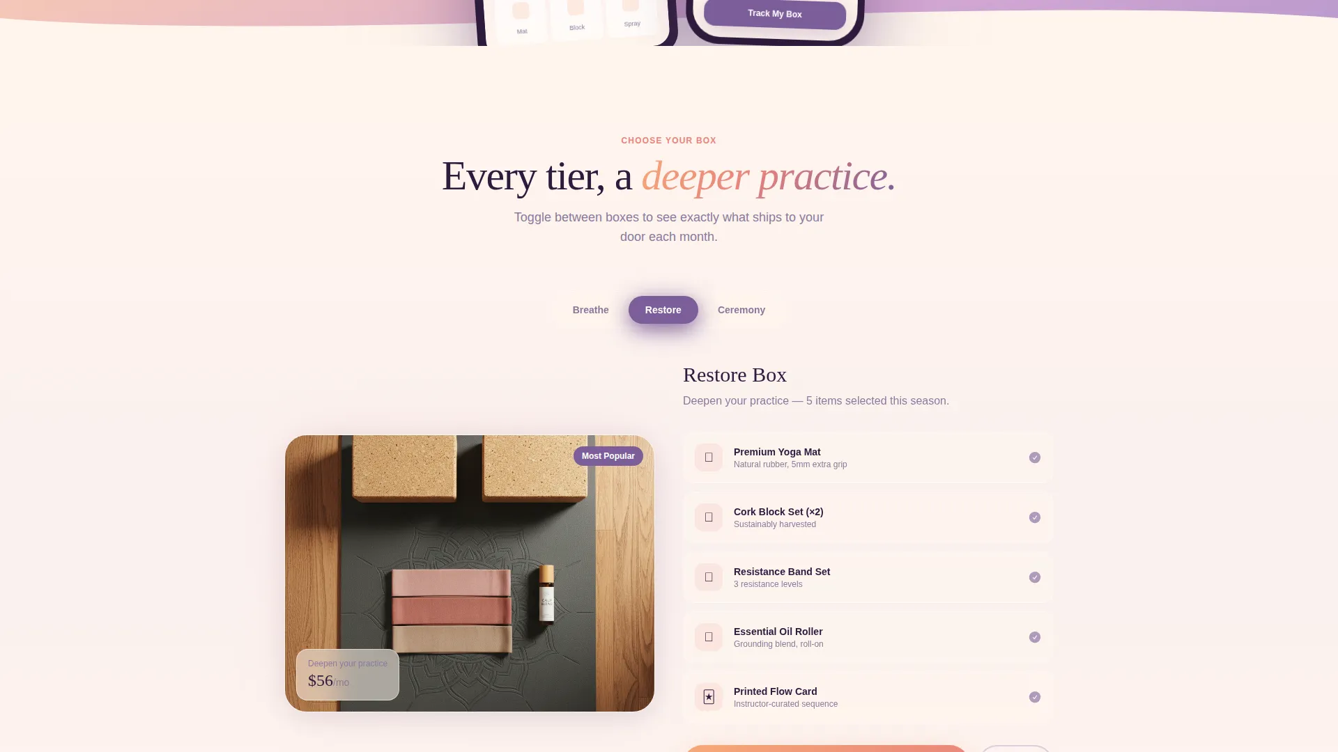 Yoga Subscription Box Landing Page Template