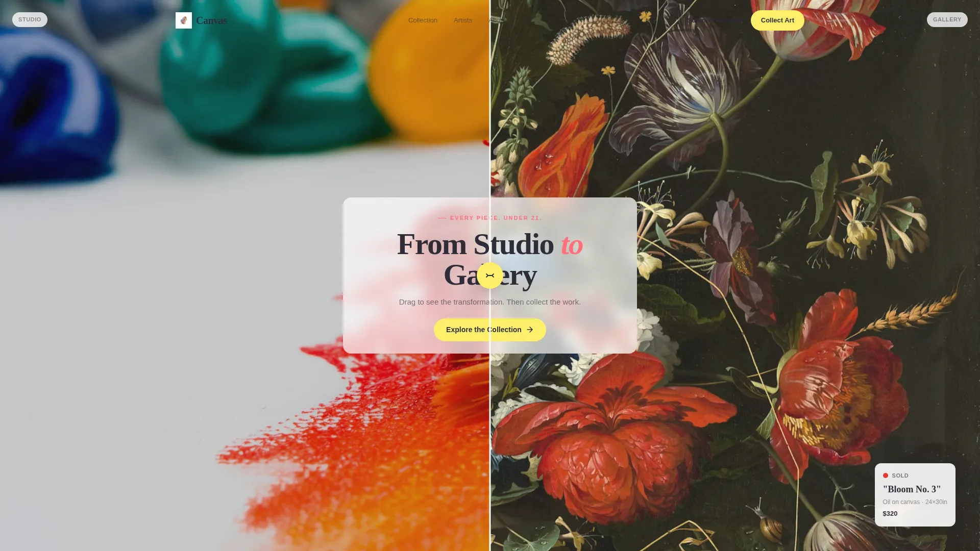 Youth Art Gallery Bento Grid Landing Page Template