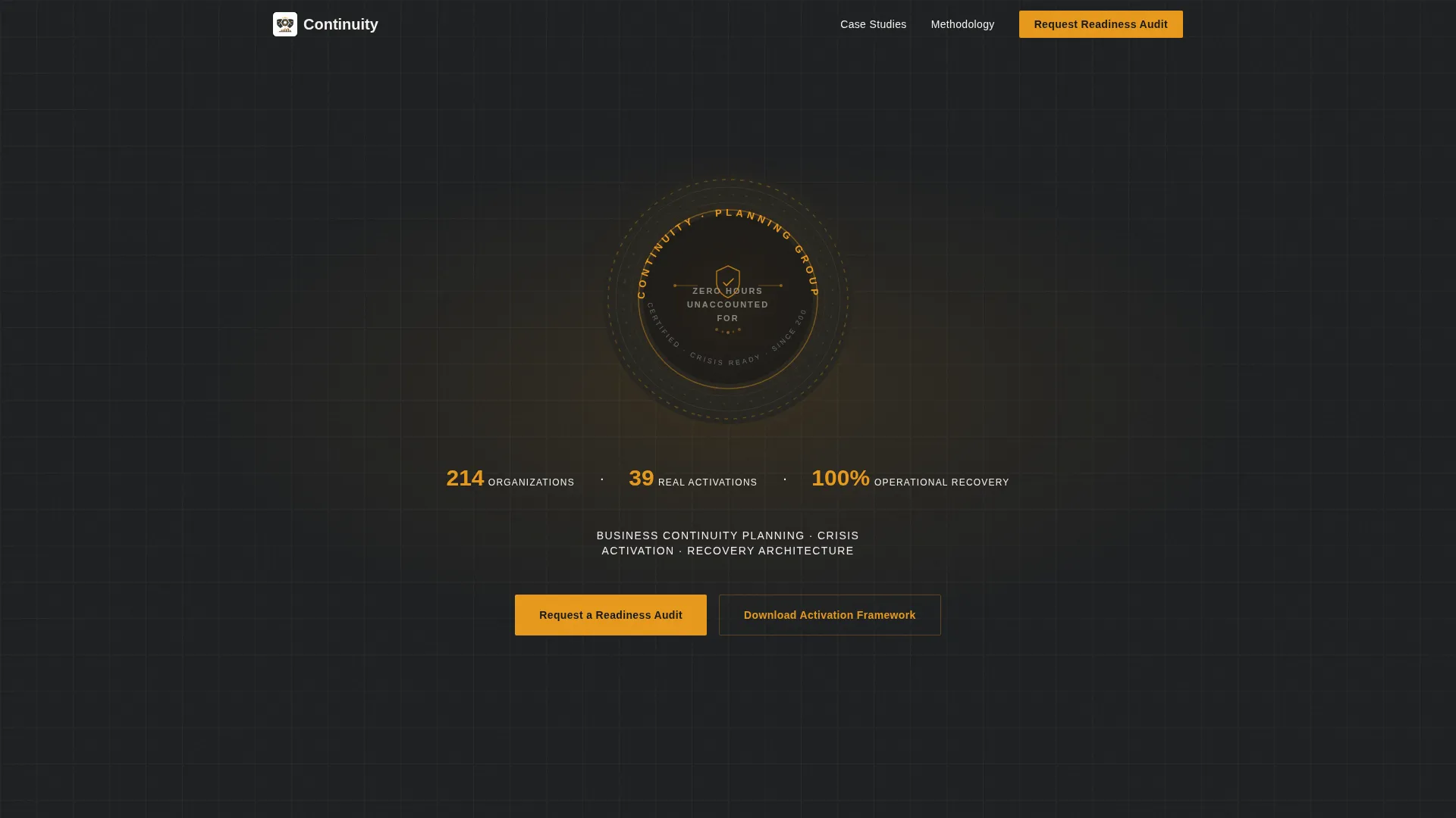 Business Continuity Planning Landing Page Template