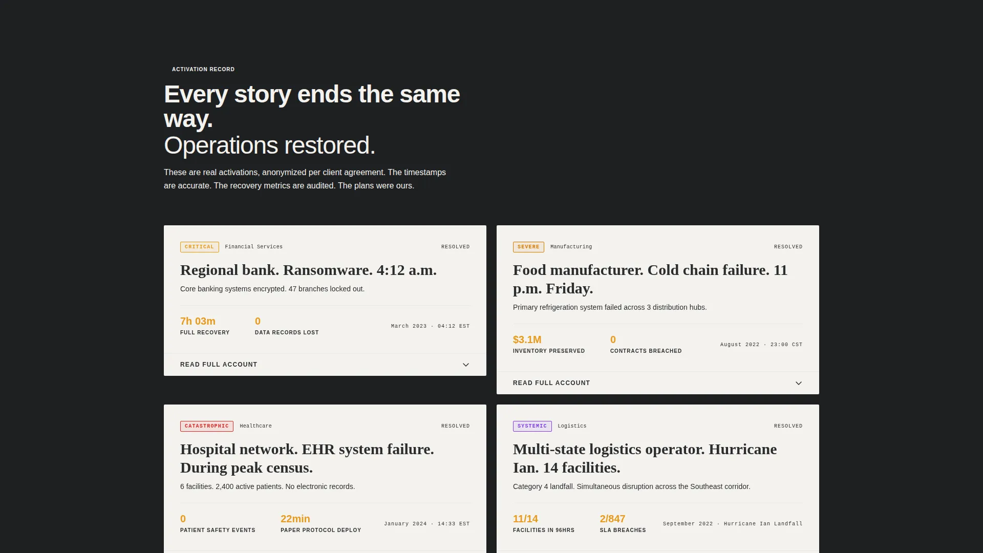 Business Continuity Planning Landing Page Template