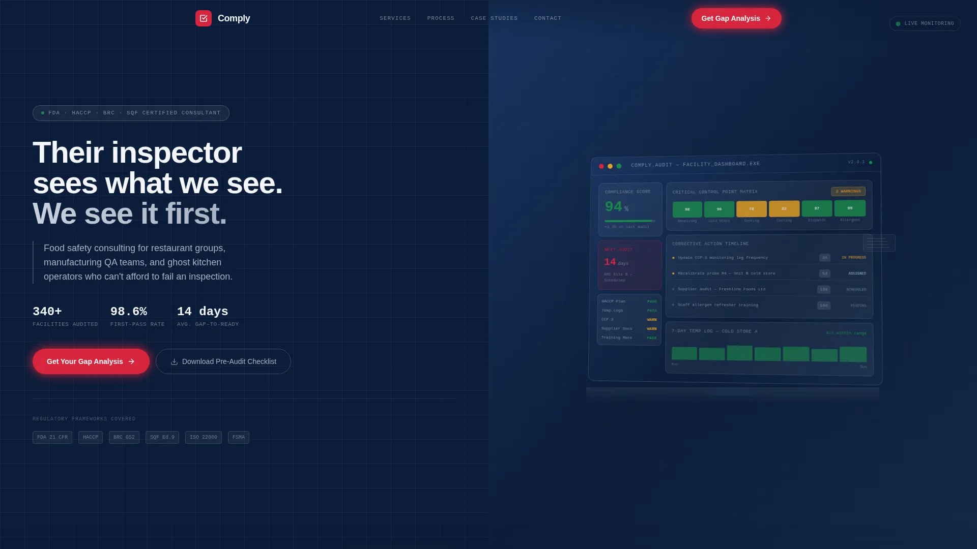 Food Safety Consultant Landing Page Template