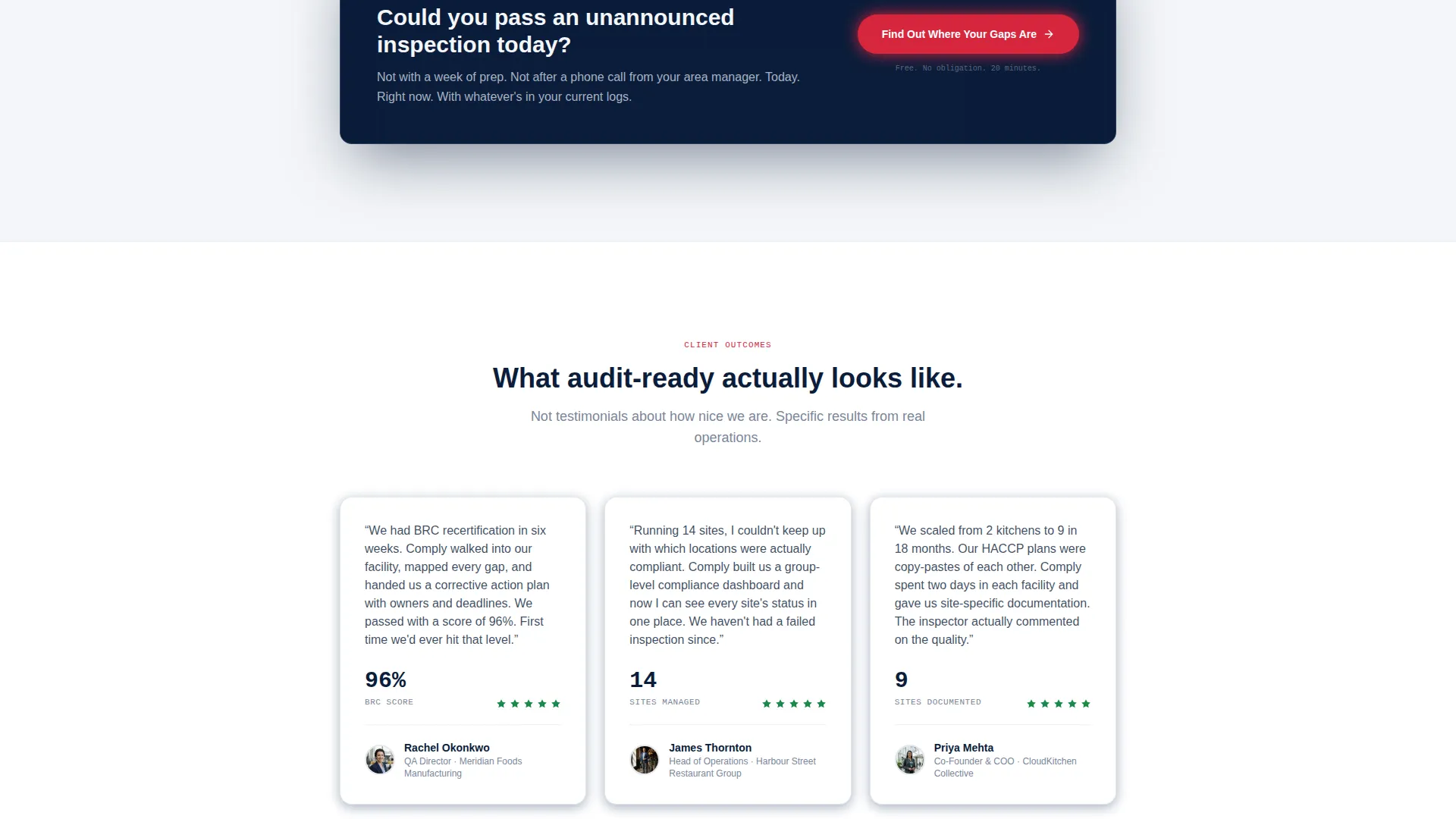 Food Safety Consultant Landing Page Template