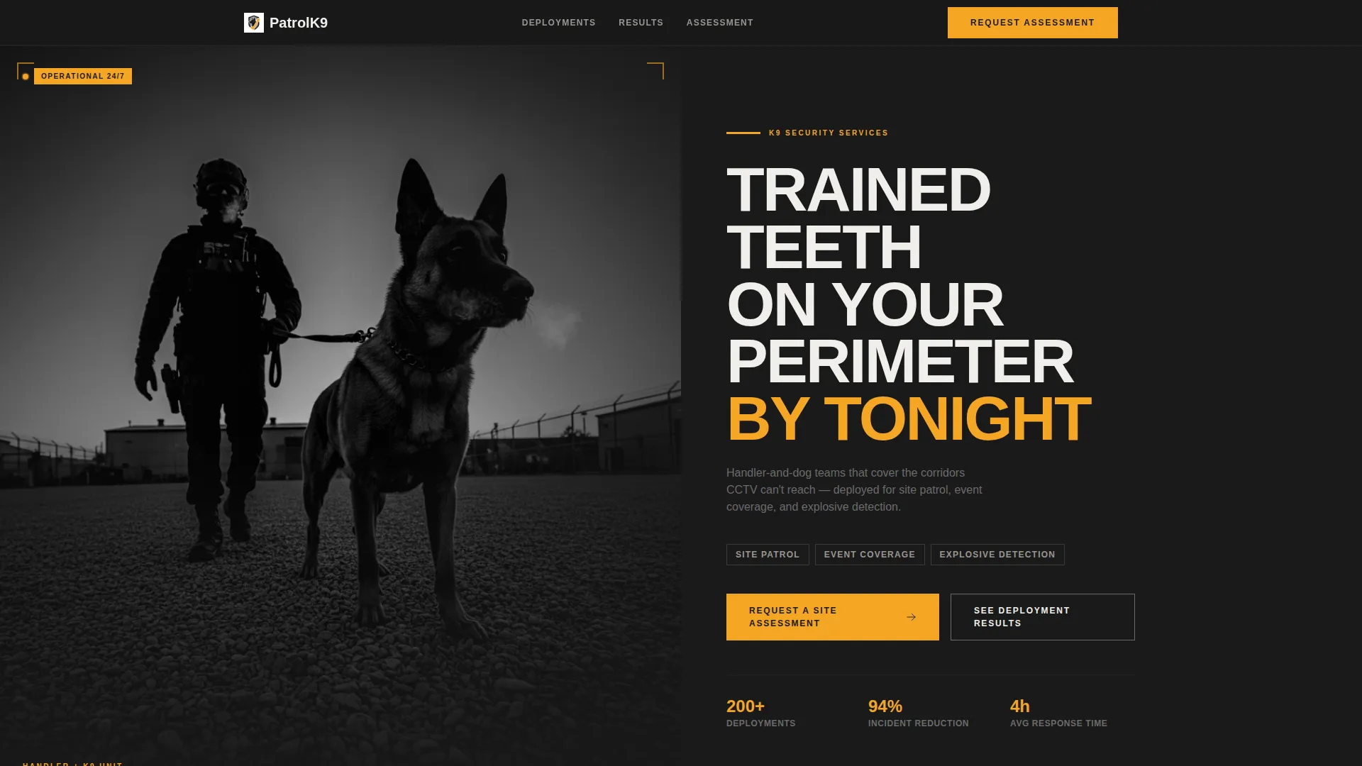 K9 Security Service Landing Page Template