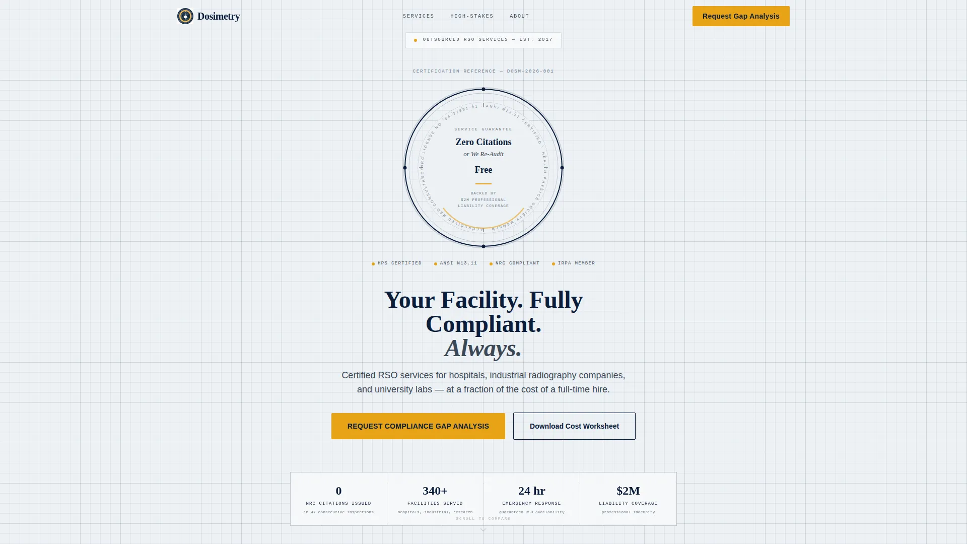 Radiation Safety Consultant Landing Page Template
