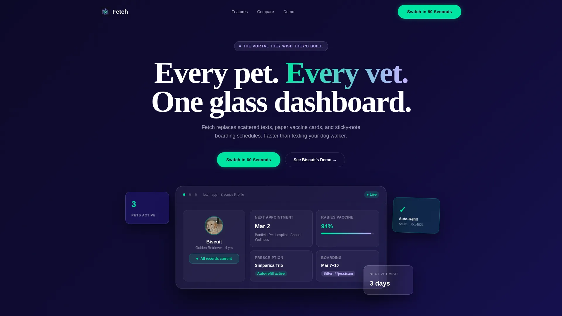 Pet Care Portal Landing Page Template