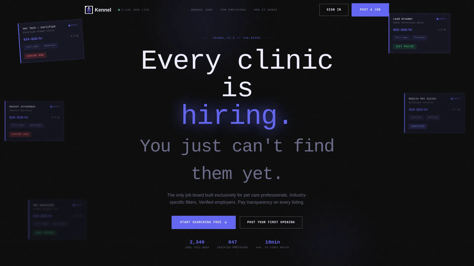 Pet Care Digital Presence Careers & Recruitment Website Template