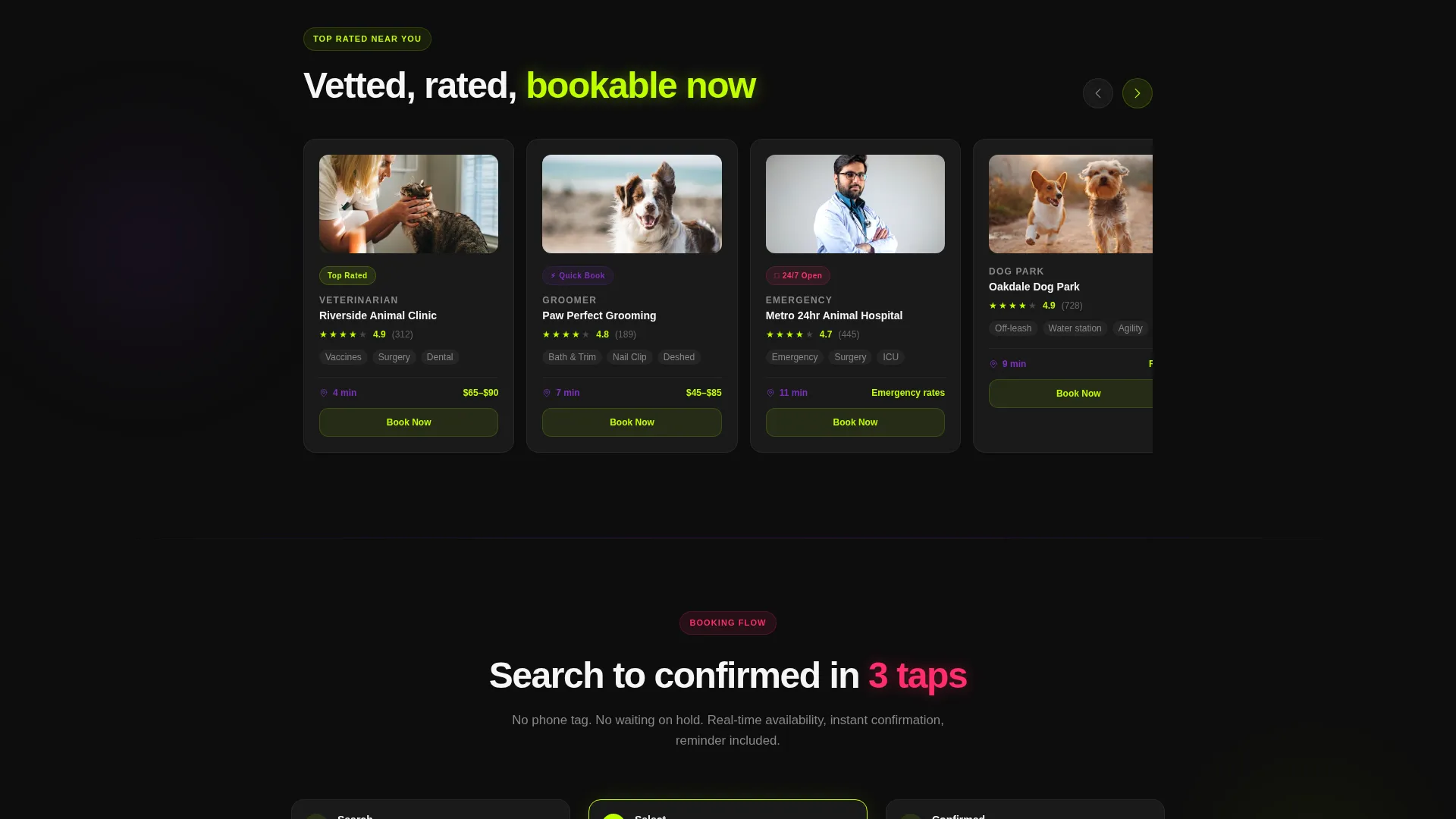 Pet Care App Landing Page Template