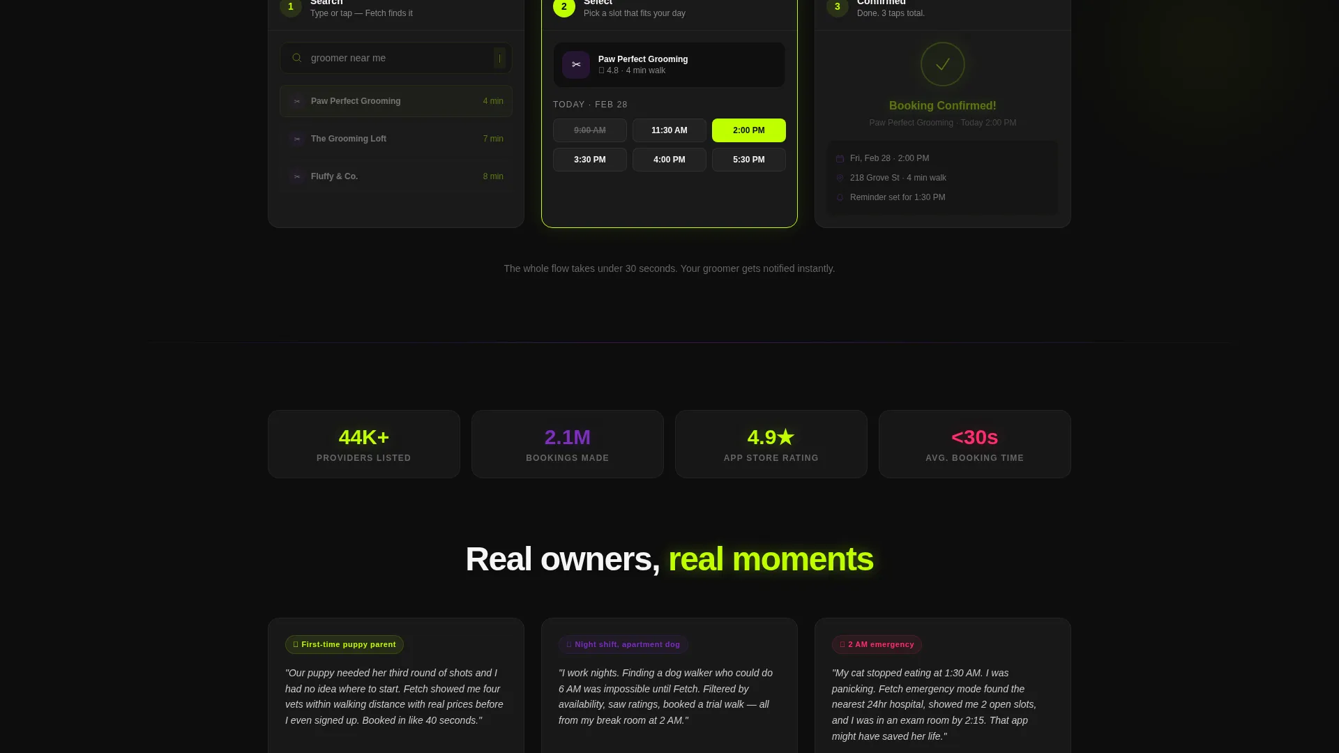 Pet Care App Landing Page Template
