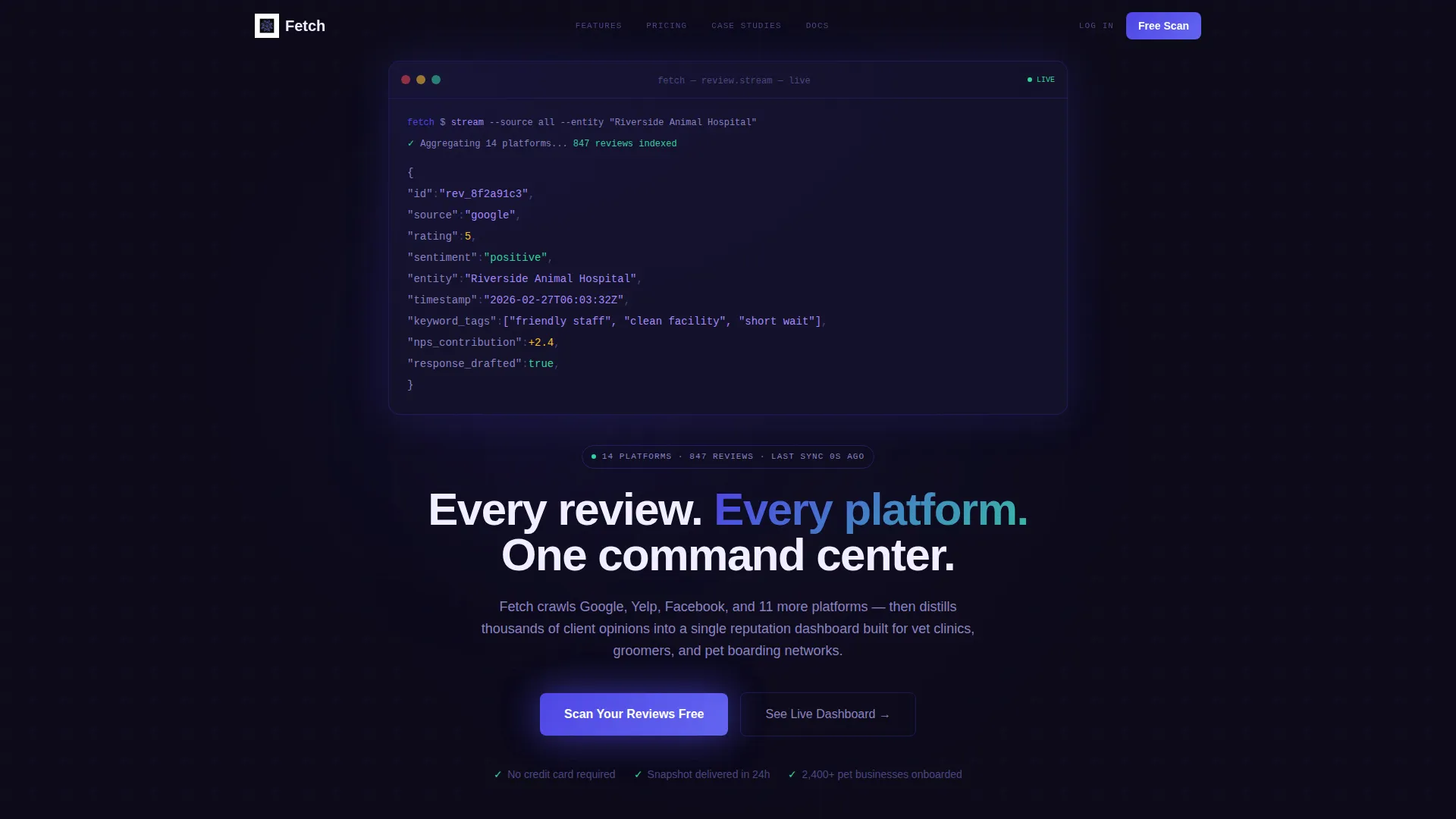 Pet Care Review Management Landing Page Template